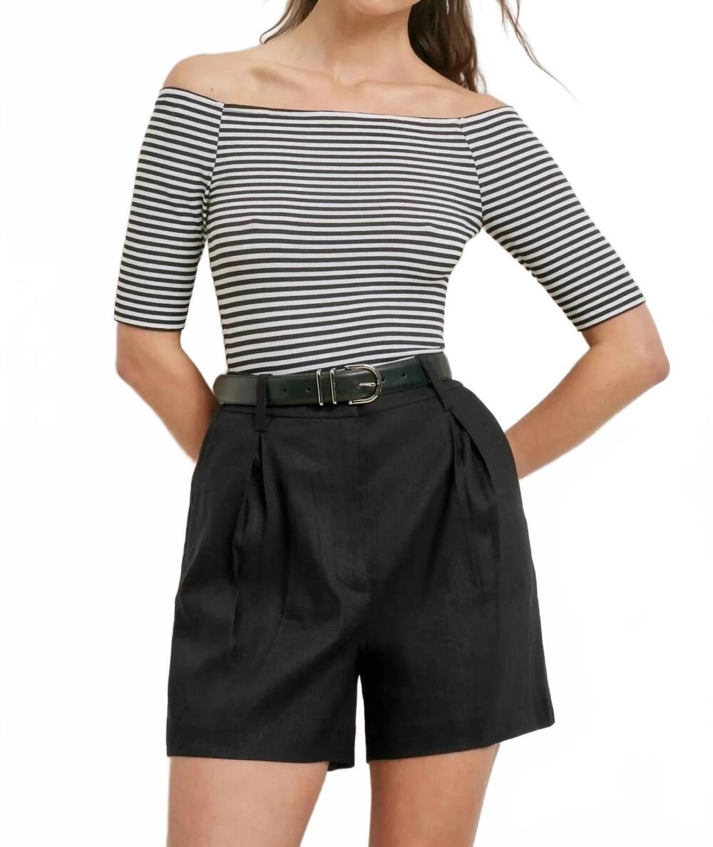 NEW FAVORITE DAUGHTER the sara half sleeve top in black/white stripe
